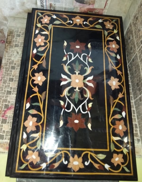 Ancient Intricately Inlaid Mosaic Handmade MarbleTable Top